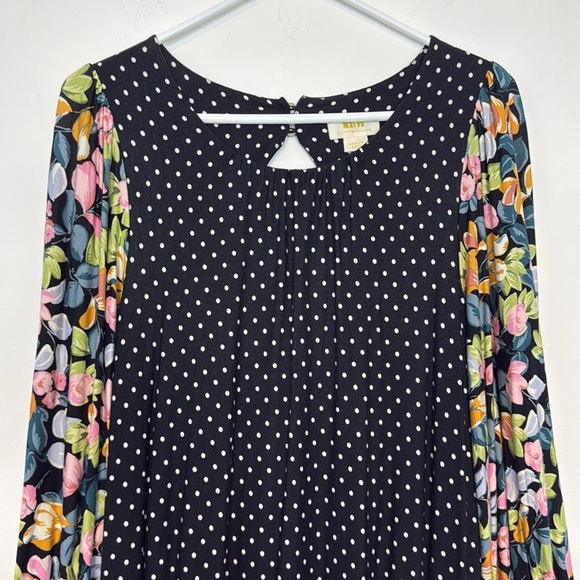 Maeve (Anthropologie) Sawyer Dress Polka Dot Floral Balloon Sleeves. Size Medium - Picture 3 of 12